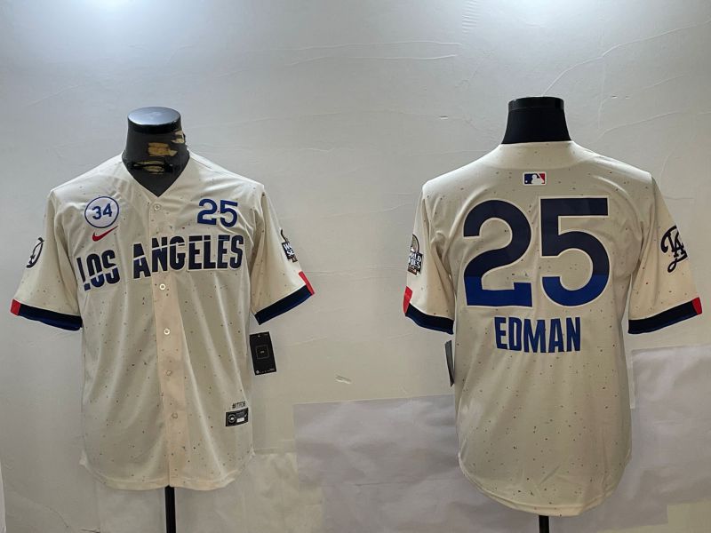 Men Los Angeles Dodgers #25 Edman Cream Game 2024 Nike MLB Jersey style 12111->los angeles dodgers->MLB Jersey